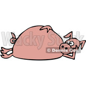 Clipart of a Cartoon Pink Pig Laying on His Side - Royalty Free Vector Illustration © djart #1389339
