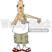 Clipart of a Cartoon White Man Putting on Bug Spray - Royalty Free Vector Illustration © djart #1389406