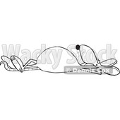 Clipart of a Cartoon Black and White Lineart Relaxed Rat Laying on His Back - Royalty Free Vector Illustration © djart #1393469