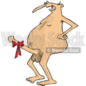 Clipart of a Cartoon Hairy Nude White Man Flaunting a Big Boner - Royalty Free Vector Illustration © djart #1394927