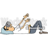 Clipart of a Cartoon White Man Laying on His Back and Wearing Virtual Reality Glasses - Royalty Free Vector Illustration © djart #1399914