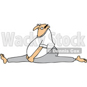 Clipart of a Cartoon White Man Doing the Splits, with a Painful Expression - Royalty Free Vector Illustration © djart #1400840