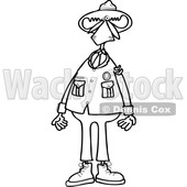 Clipart of a Cartoon Black and White Lineart Moose Ranger in Uniform, Standing Upright - Royalty Free Vector Illustration © djart #1401016