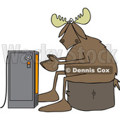 Clipart of a Cold Moose Sitting on a Stump and Warming up in Front of an Electric Space Heater - Royalty Free Vector Illustration © djart #1402904