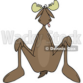 Clipart of a Cartoon Moose Sitting on His Butt - Royalty Free Vector Illustration © djart #1402906