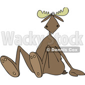 Clipart of a Cartoon Moose Sitting on the Ground - Royalty Free Vector Illustration © djart #1403464