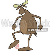 Clipart of a Cartoon Moose Stepping in Gum - Royalty Free Vector Illustration © djart #1403466