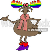 Clipart of a Cartoon Colorful Gay Moose Presenting - Royalty Free Vector Illustration © djart #1407270