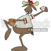 Clipart of a Cartoon Athletic Baseball Player Moose Pitching - Royalty Free Vector Illustration © djart #1407272