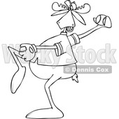 Clipart of a Cartoon Black and White Lineart Athletic Baseball Player Moose Pitching - Royalty Free Vector Illustration © djart #1407276