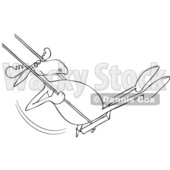 Cartoon Clipart of a Black and White Lineart Moose Playing on a Swing - Royalty Free Vector Illustration © djart #1409761