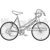 Clipart of a Black and White 10 Speed Bicycle - Royalty Free Vector Illustration © djart #1409934