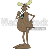 Clipart of a Cartoon Moose Standing Upright and Chewing on Sunglasses - Royalty Free Vector Illustration © djart #1413981