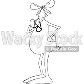 Clipart of a Cartoon Black and White Moose Standing Upright and Chewing on Sunglasses - Royalty Free Vector Illustration © djart #1413985