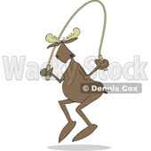 Clipart of a Cartoon Moose Exercising with a Jump Rope - Royalty Free Vector Illustration © djart #1416172
