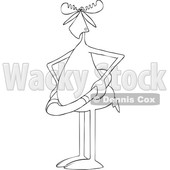 Clipart of a Cartoon Black and White Lineart Moose Wearing a Life Saver - Royalty Free Vector Illustration © djart #1417223