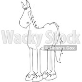 Clipart of a Cartoon Black and White Lineart Horse - Royalty Free Vector Illustration © djart #1417657