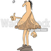 Clipart of a Cartoon Caveman Flipping a Coin - Royalty Free Vector Illustration © djart #1418868