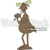Clipart of a Cartoon Moose Vocalist Singing into a Microphone - Royalty Free Vector Illustration © djart #1425392