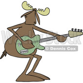 Clipart of a Cartoon Moose Playing an Electric Guitar - Royalty Free Vector Illustration © djart #1425397