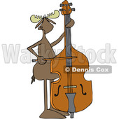 Clipart of a Cartoon Moose Playing a Double Bass with a Bow - Royalty Free Vector Illustration © djart #1425903