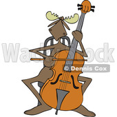 Clipart of a Cartoon Musician Moose Playing a Cello - Royalty Free Vector Illustration © djart #1426927