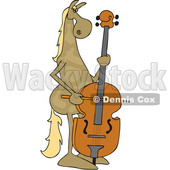 Clipart of a Cartoon Brown Horse Musician Playing a Double Bass - Royalty Free Vector Illustration © djart #1432815
