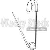 Clipart of a Cartoon Black and White Lineart Safety Pin - Royalty Free Vector Illustration © djart #1432904