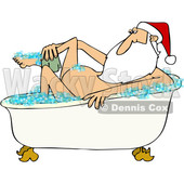 Clipart of a Cartoon Santa Claus Washing up in a Bubble Bath - Royalty Free Vector Illustration © djart #1433904