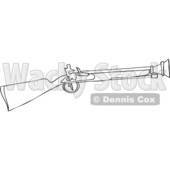Clipart of a Cartoon Black and White Lineart Blunderbuss Gun - Royalty Free Vector Illustration © djart #1433908