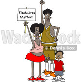 Clipart of Cartoon Mother and Father Protesters with Their Son, Shouting and Holding up a Black Lives Matter Sign - Royalty Free Vector Illustration © djart #1434144