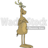 Clipart of a Cartoon Christmas Reindeer Standing Upright with Folded Arms - Royalty Free Vector Illustration © djart #1437933