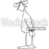 Clipart of a Cartoon Black and White Lineart Moose Criminal with His Hands Cuffed - Royalty Free Vector Illustration © djart #1441837