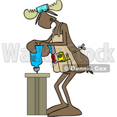 Clipart of a Cartoon Moose Operating a Power Drill in a Shop - Royalty Free Vector Illustration © djart #1442126