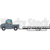Clipart of a Cartoon Caucasian Man Driving a Truck and Towing a Trailer - Royalty Free Vector Illustration © djart #1443260