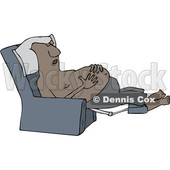 Clipart of a Cartoon Shirtless Chubby Black Man Sleeping in a Recliner Chair, Resting His Hands on His Belly - Royalty Free Vector Illustration © djart #1443273