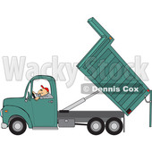 Clipart of a Cartoon Caucasian Man Operating a Hydraulic Dump Truck - Royalty Free Vector Illustration © djart #1443977