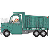 Clipart of a Cartoon Caucasian Man Driving a Dump Truck - Royalty Free Vector Illustration © djart #1443978