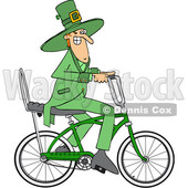 Clipart of a Cartoon St Patricks Day Leprechaun Riding a Bicycle - Royalty Free Vector Illustration © djart #1448297