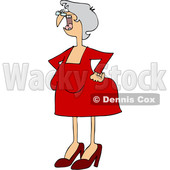 Clipart of a Cartoon Old White Woman Shouting and Standing with Her Hands on Her Hips - Royalty Free Vector Illustration © djart #1448474