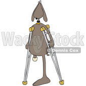Clipart Graphic of a Cartoon Three Legged Dog Using Crutches - Royalty Free Vector Illustration © djart #1451481