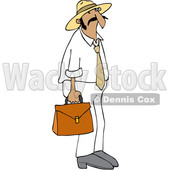 Clipart of a Cartoon Hispanic Sales Man Carrying a Case - Royalty Free Vector Illustration © djart #1454117