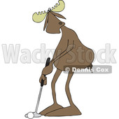 Clipart Graphic of a Cartoon Moose Golfer Putting - Royalty Free Vector Illustration © djart #1454528