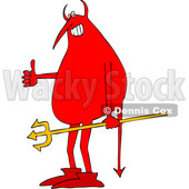 Clipart of a Cartoon Devil Holding a Trident and Giving a Thumb up - Royalty Free Vector Illustration © djart #1455431