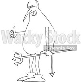 Clipart of a Cartoon Black and White Devil Holding a Trident and Giving a Thumb up - Royalty Free Vector Illustration © djart #1455432
