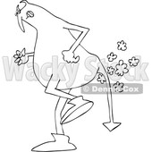 Clipart of a Black and White Chubby Devil Farting - Royalty Free Vector Illustration © djart #1457286