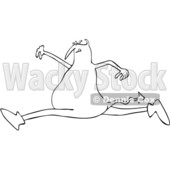 Clipart of a Black and White Chubby Devil Leaping - Royalty Free Vector Illustration © djart #1457287