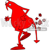 Clipart of a Chubby Red Devil Farting - Royalty Free Vector Illustration © djart #1457290