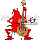 Clipart of a Chubby Red Devil Playing a Cello - Royalty Free Vector Illustration © djart #1457292