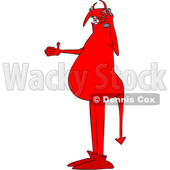 Clipart of a Chubby Red Devil Talking on a Cell Phone - Royalty Free Vector Illustration © djart #1458164